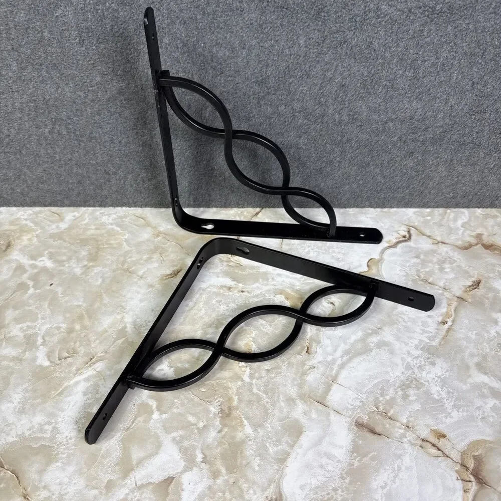 Celtic Scroll solid metal Wall Brackets - Black - 8 Inch - Set of 2